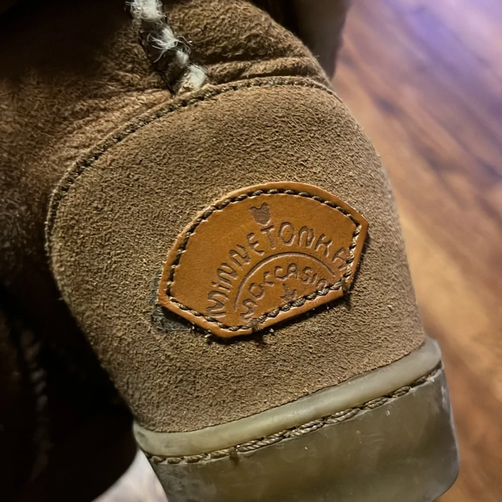 Minnetonka Booties Brown Leather Womens 7